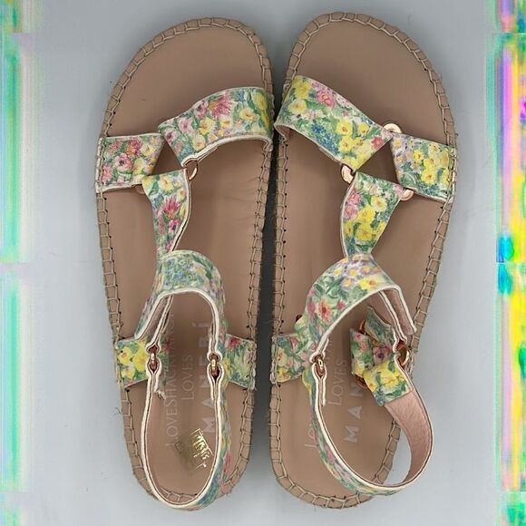 NWT Loveshackfancy X Manebi Floral Leather Espadrille Sport Sandals Size 39/US 8 - Picture 7 of 13